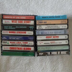 Lot Of 16 Music Cassette Tapes Mixed Bundle Easy Listening Streisand Mathis Xmas